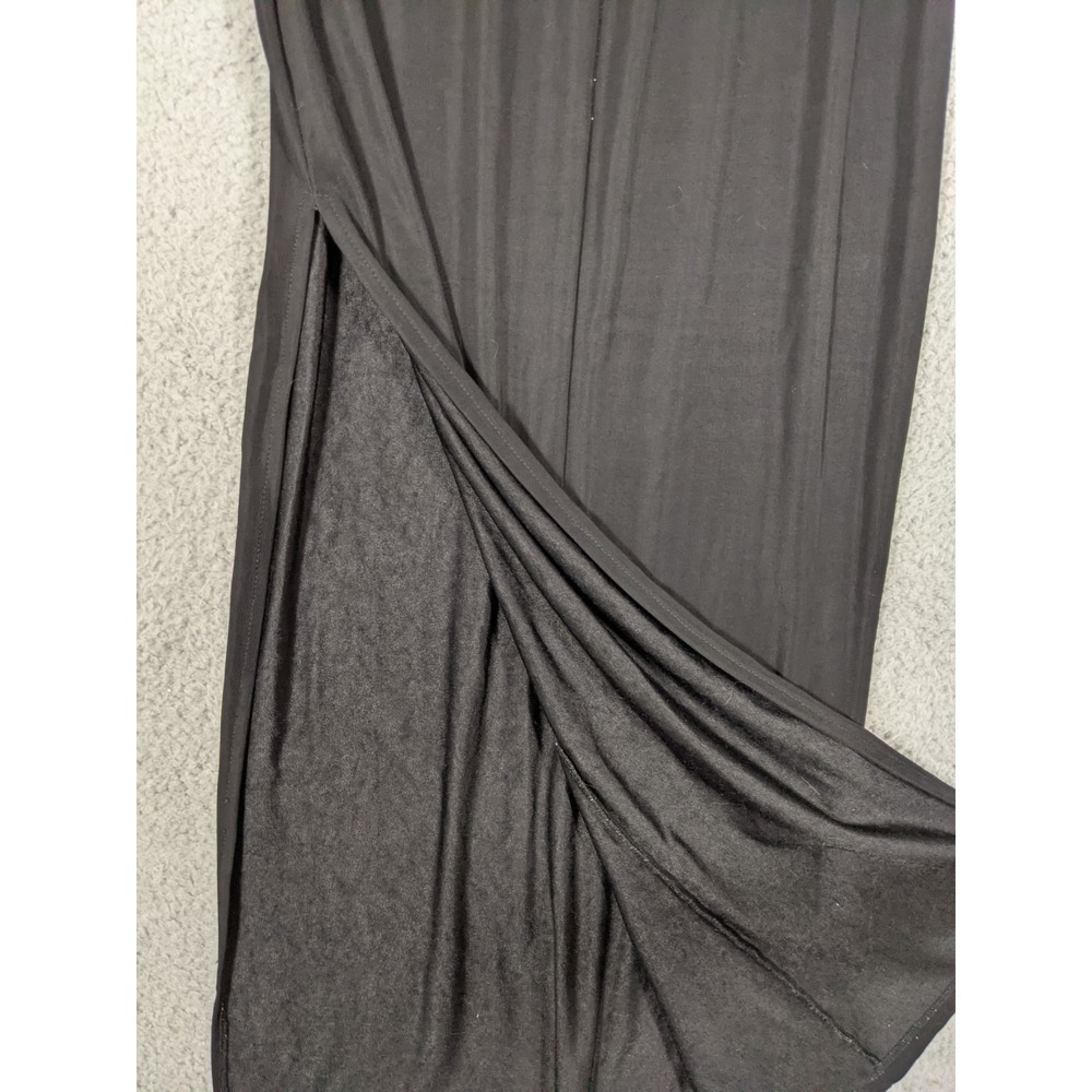 Vtg Nylon Maxi Skirt Womens XS Black Side Slit 90s Grunge Whimsigoth Witchy - Picture 4 of 8